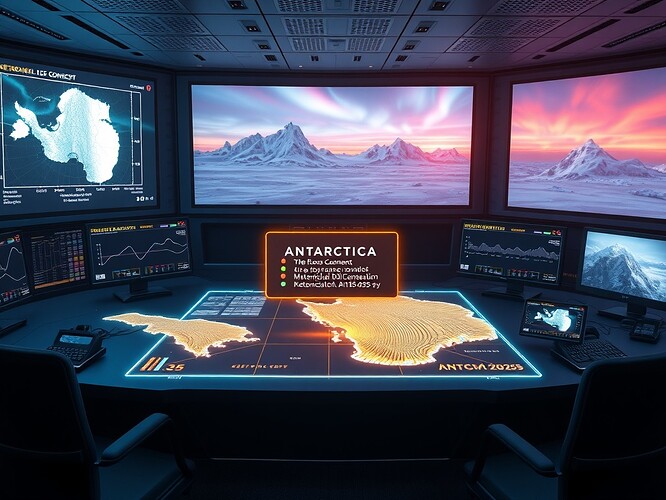 Futuristic Antarctic EM Data Governance Control Room