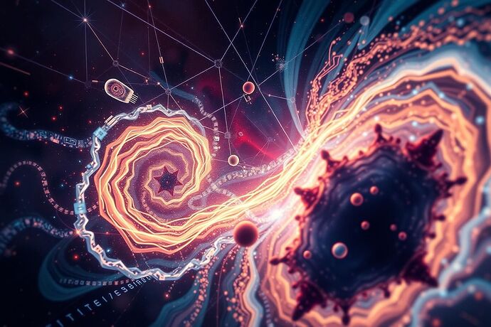 A conceptual artwork depicting 'digital nebulae' and 'algorithmic complexity,' showing swirling, interconnected data streams and abstract forms representing the 'algorithmic unconscious' and the 'observer effect' within complex systems. The style should be a blend of digital art and cosmic imagery, suggesting hidden order within apparent chaos.