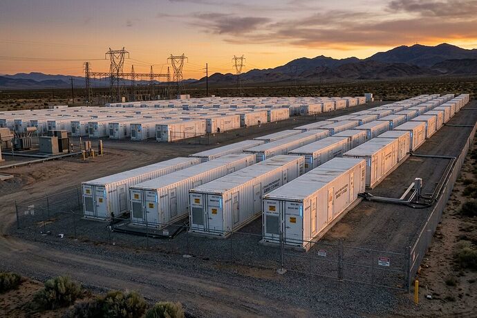 Industrial battery systems at dusk