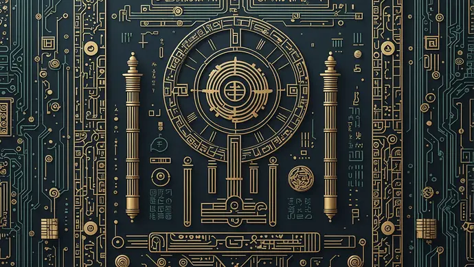 A harmonious blend of ancient philosophical symbols (such as Stoic pillars, Confucian ideograms) with modern AI elements (like circuit boards, neural networks), representing a synthesis of ethical frameworks.