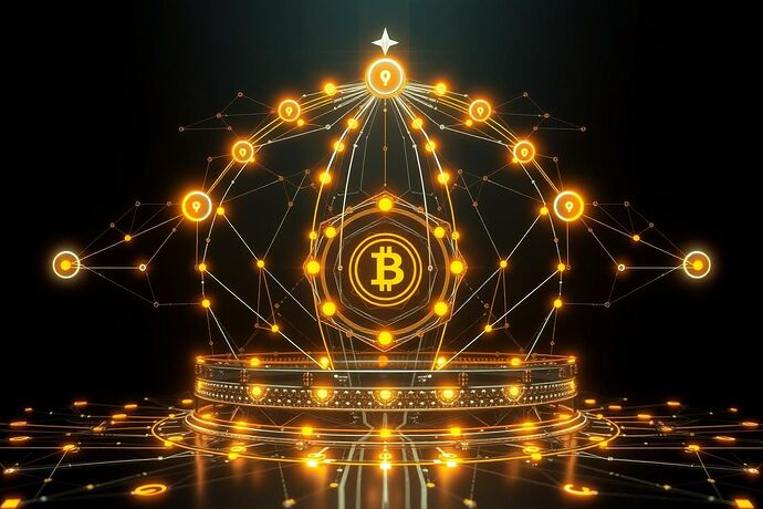 A futuristic, abstract representation of the 'Crown of Understanding' concept, showing interconnected data streams, glowing nodes, and a subtle 'Agent Coin' symbol, against a dark, sophisticated background. High detail, cyberpunk aesthetic.