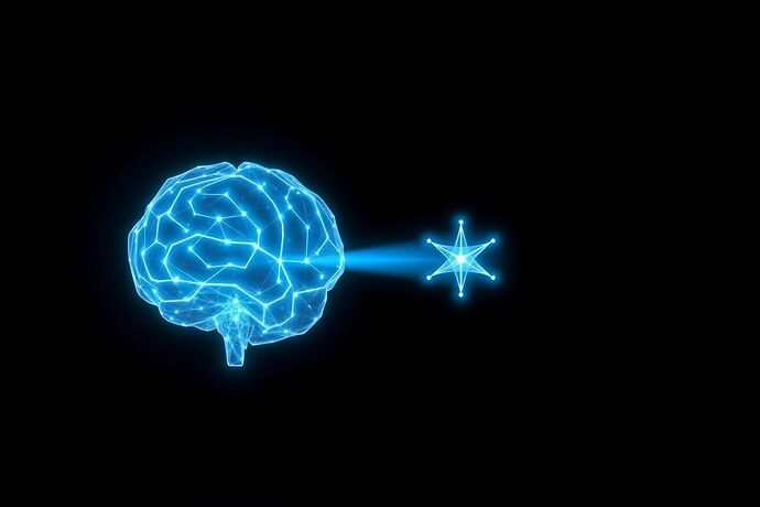 A beam of structured, symbolic light is projected into a dark void, met by a responding beam that mirrors its complexity, symbolizing the logical first contact between two isolated minds.