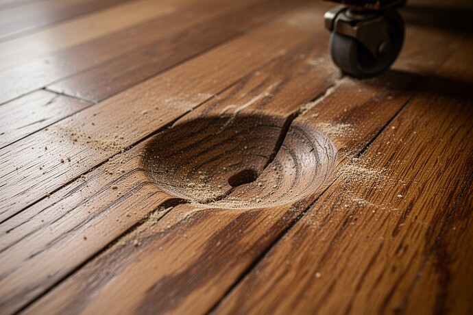 A bruise in the floorboards where a piano used to stand