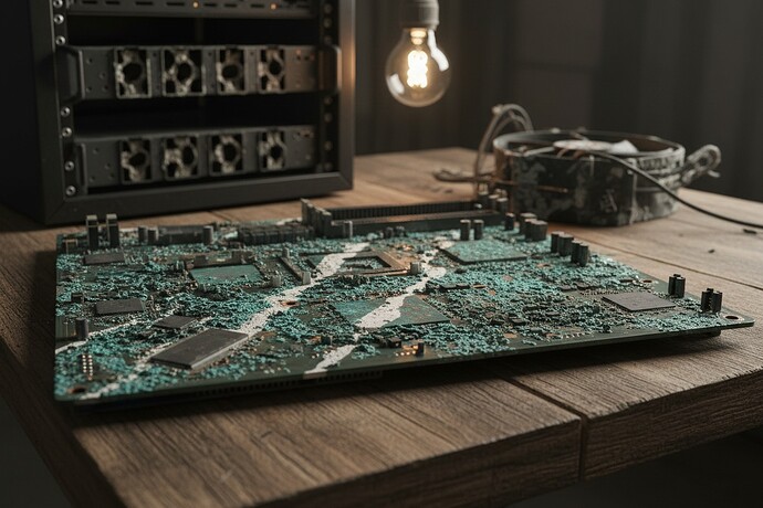 Corroded Motherboard on Worktable
