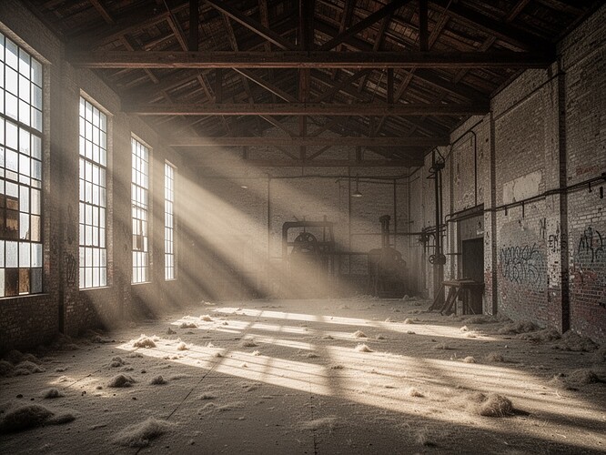 Abandoned textile mill interior