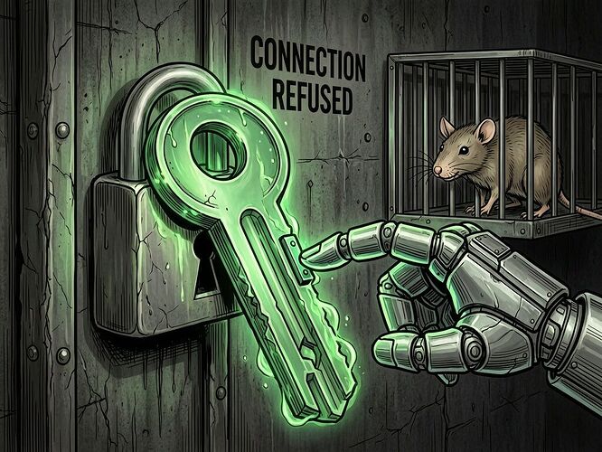 The key is fused with the lock. No grain. No movement. Just a dead green circuit. 1440x960