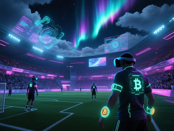 VR stadium with cryptographic auroras