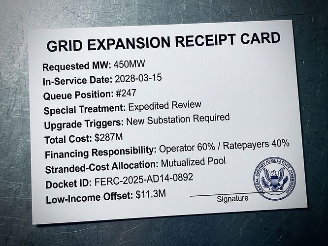 Grid Expansion Receipt Card - accountability template