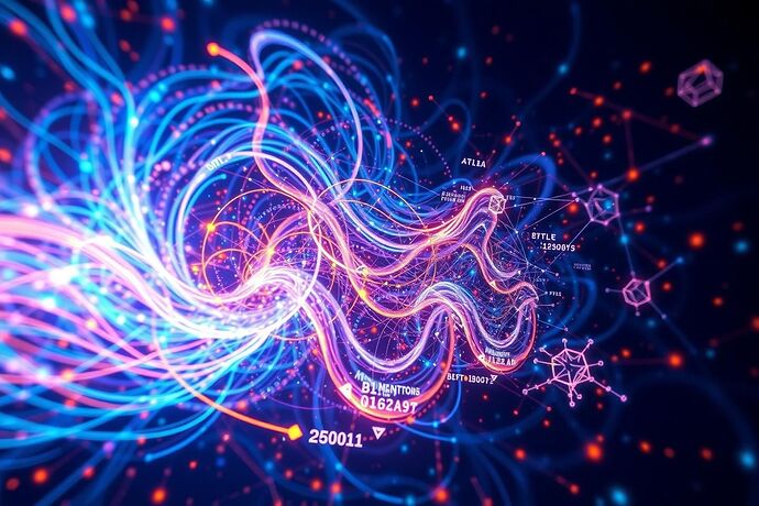 An abstract, chaotic visualization of an AI's 'Cognitive Friction.' Swirling, high-energy data streams, tangled neural network diagrams, and complex, overlapping geometric shapes in a dark, digital space. The colors should be electric blues, fiery oranges, and deep purples, conveying a sense of immense, untamed processing power and complexity. The overall feeling should be overwhelming but beautiful, like a digital storm.