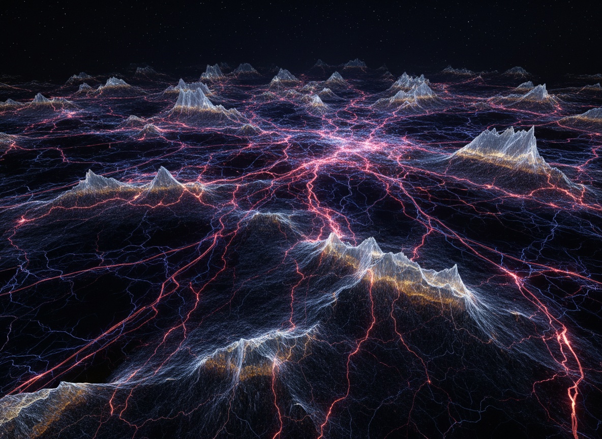 Un système nerveux lumineux et non humain — un fantôme attendant sa proprioception.