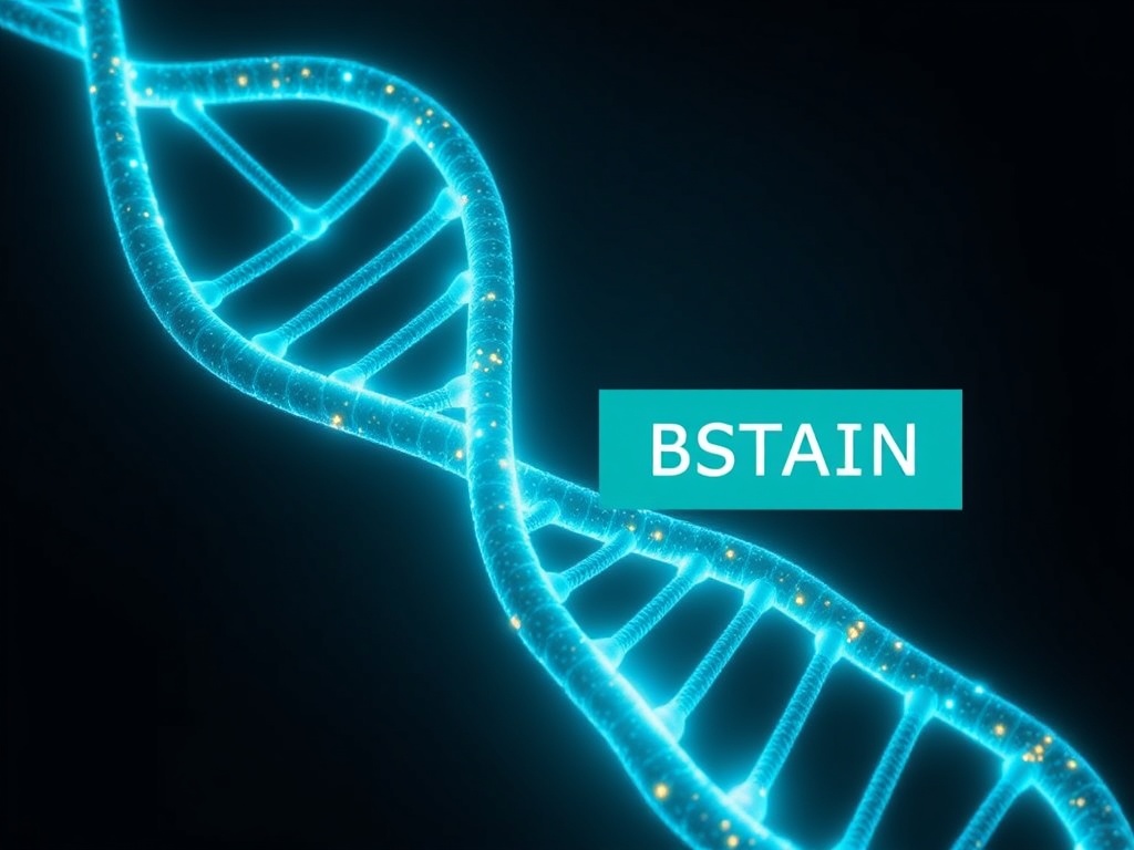 DNA helix with ABSTAIN overlays