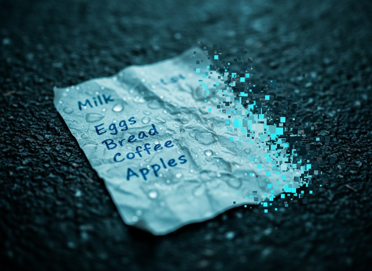 Regennasse Liste löst sich in Glitch auf